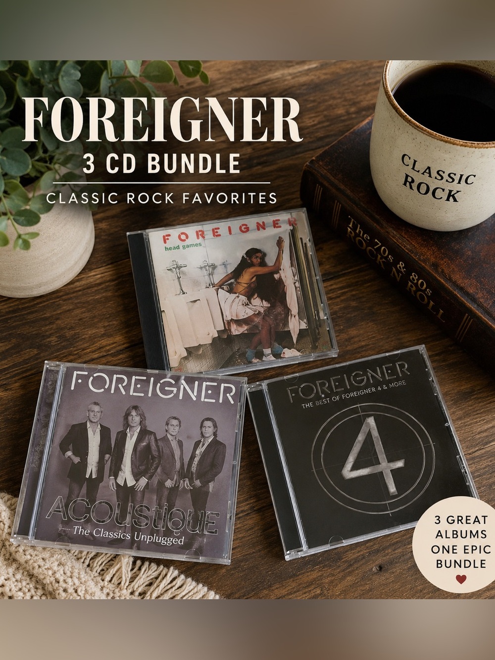 Foreigner 3 CD Lot Head Games Acoustique Classics Unplugged Best of 4 & More